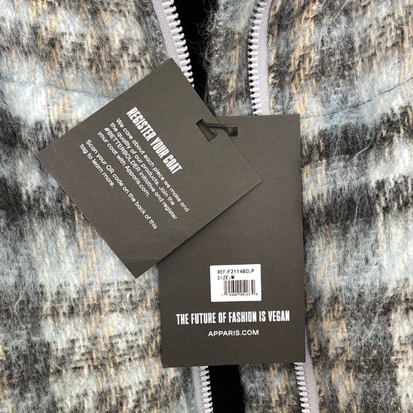 Apparis Josh Plaid Faux Wool Puffer in Cloud Plaid size M NWT - Picture 12 of 12